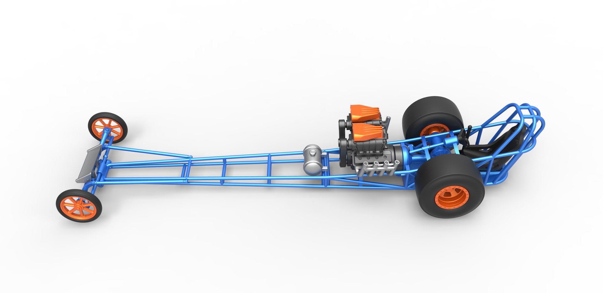 3D Diecast Front Engine Dragster With Double Supercharged V8 Scale 1 To ...