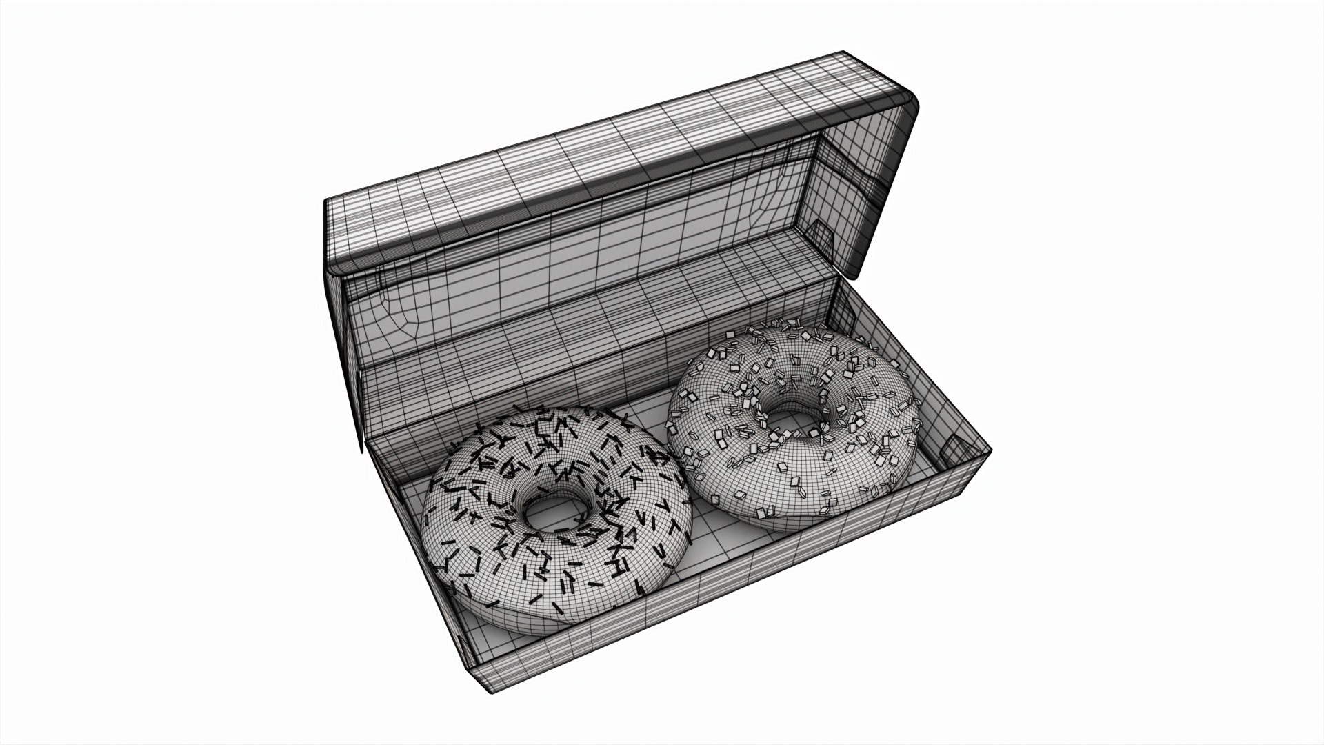 3D A Pair Of Donuts In Cardboard Box - TurboSquid 2265201