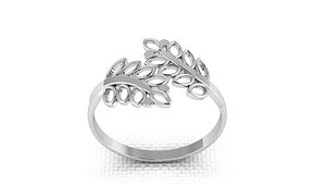 3D Silver leaf ring for 3d printing 3D print model