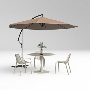3D Modern Umbrella Seat Outdoor Table and Chair
