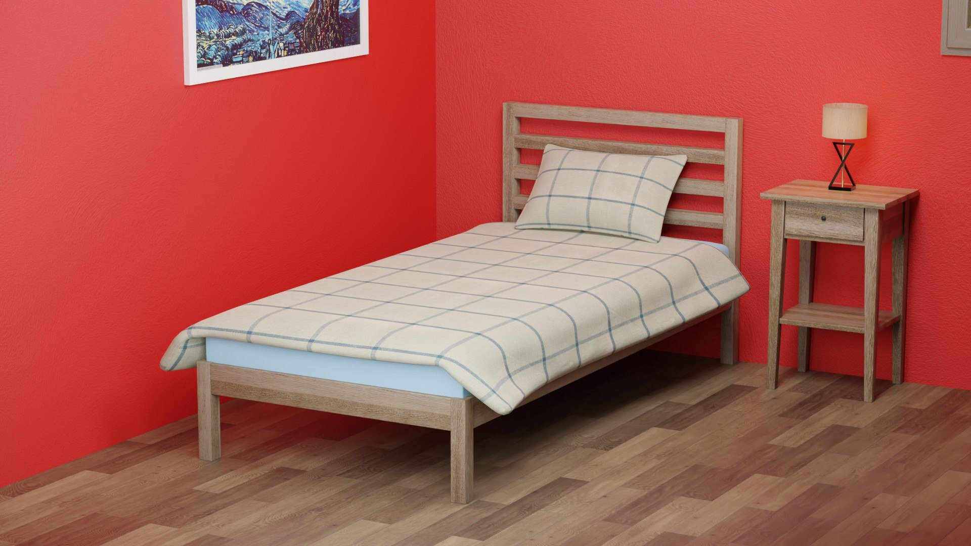Bed - Wooden-1 3D - TurboSquid 2051379