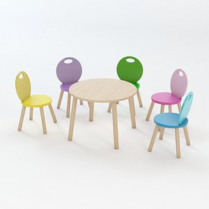 kids chair table 3d model