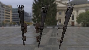 3D medieval iron torch