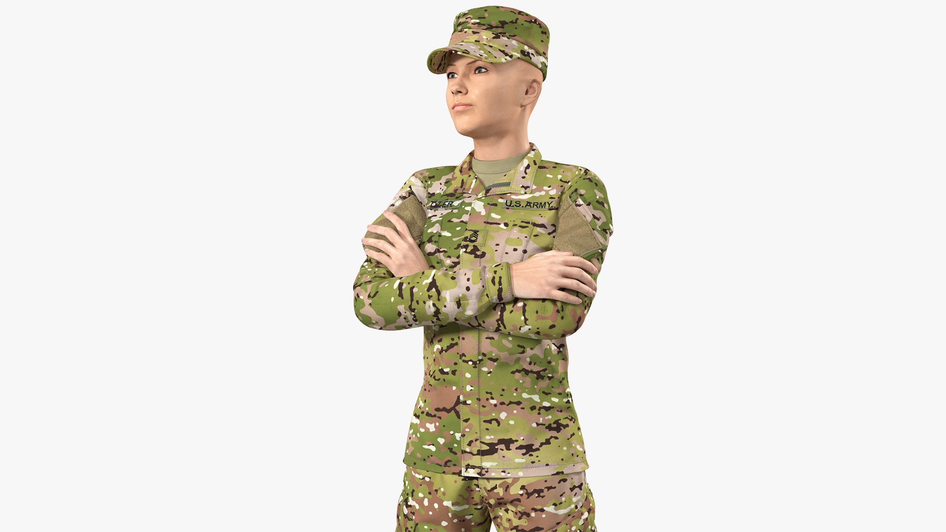 Female Soldier Military Camouflage Suit 3D model preview