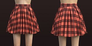 3D Plaid Pleated Mini Skirt - school uniform skirt