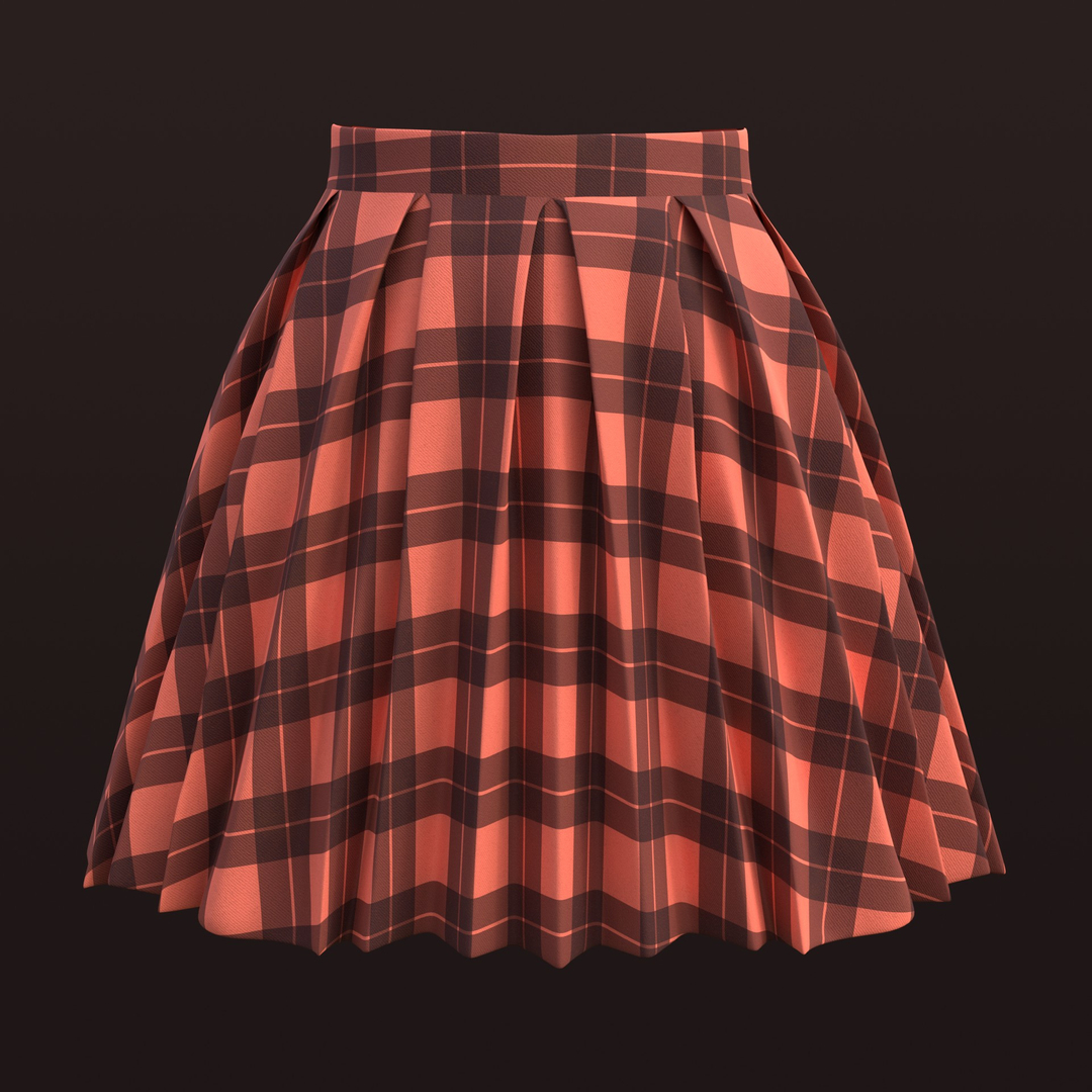 Pleated plaid mini skirt sale 3d