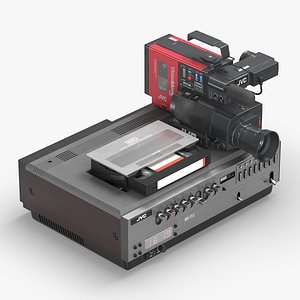 3D Vintage JVC GR-C1 VHS Camcorder with Player HR-3330TR