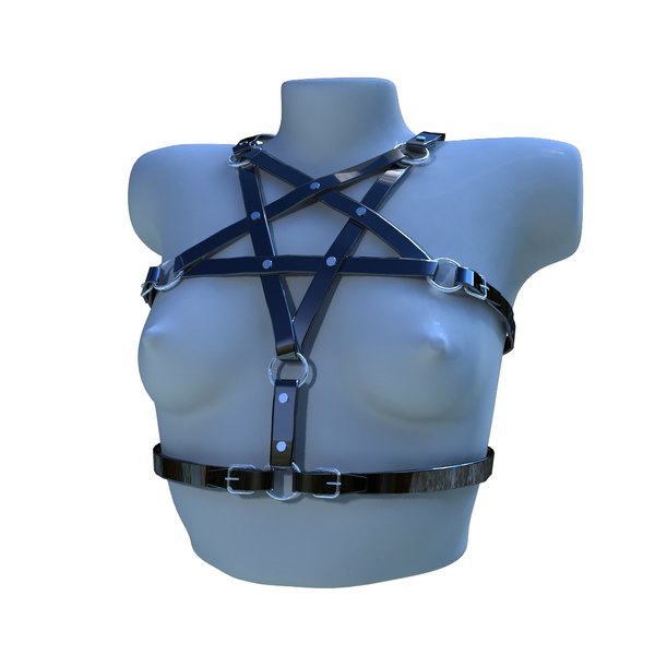 3D Model BDSM Black Leather Top Body Breast Belt Portupeya Harness