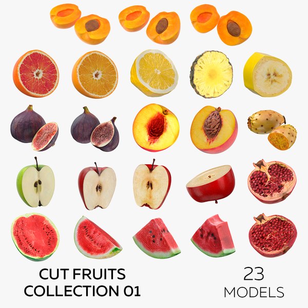 3D Cut Fruits Collection 01 - 23 models
