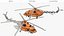 3D Multirole Support Helicopter Orange Rigged model