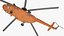 3D Multirole Support Helicopter Orange Rigged model