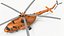 3D Multirole Support Helicopter Orange Rigged model