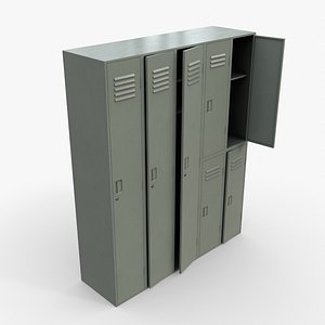 PBR School Gym Locker 07 - Pale Green 3D model