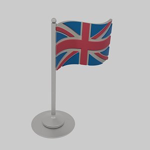 UK Flag 3D Model-Office Flag -Game Ready-CAD Model 3D