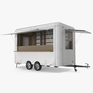 Mobile Food Trailer White Empty