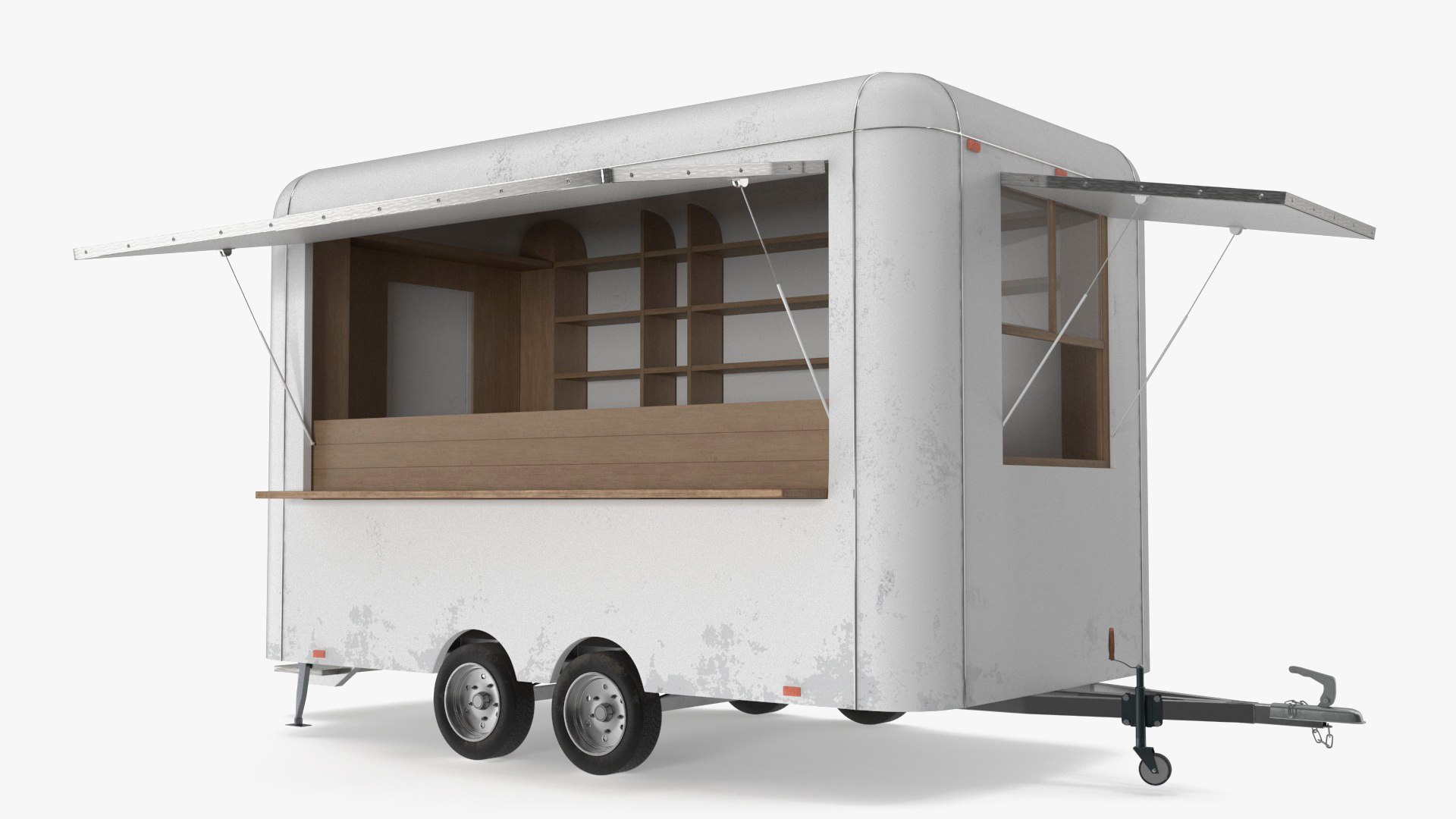 Mobile Food Trailer White Empty 3D model preview