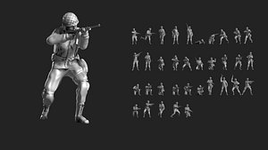 3D model WWII Soldier Set 13