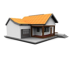 3d model american neighborhood house