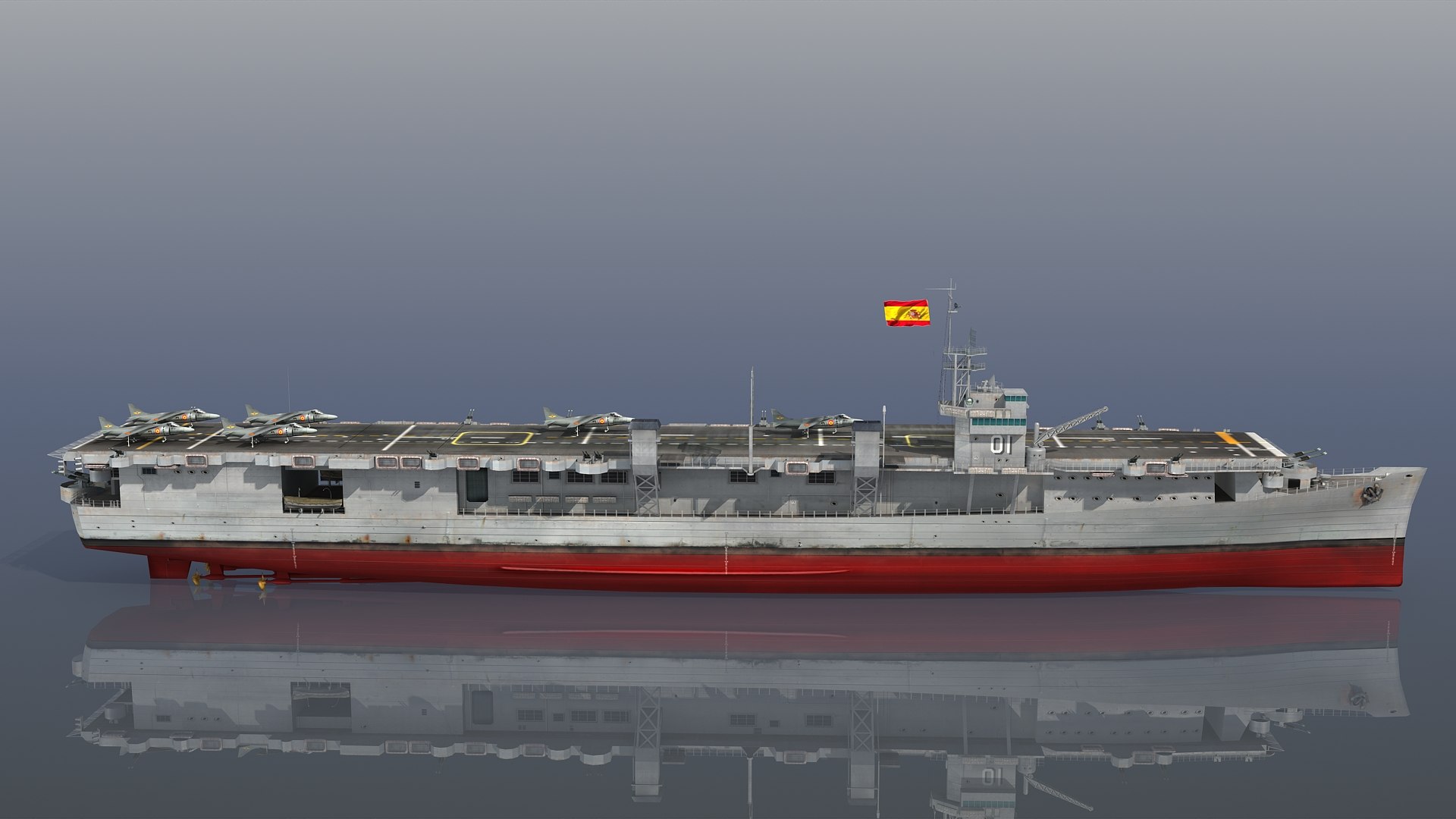 Dedalo R01 Spanish aircraft carrier 3D model https://p.turbosquid.com/ts-thumb/RV/nXSKMF/Fx/r01_lite_030/jpg/1688647912/1920x1080/fit_q87/77c3299b9b83b7618bfc50abb230cd0004ed9679/r01_lite_030.jpg