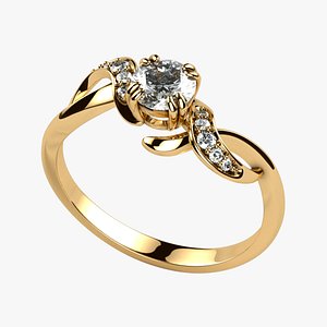 5mm Diamond Gold Ring 3D model