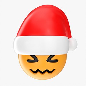Emoji 099 Confounded with Santa hat model