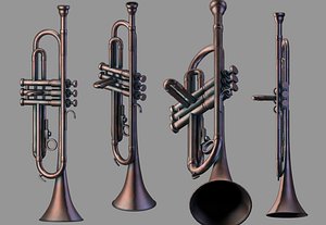 3D trumpet wind instruments low-poly