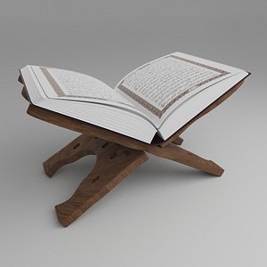 3D holly quran kareem on wooden stand holder