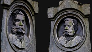 ancient tomb head sculpture mossy stone PBR photogrammetry 3D