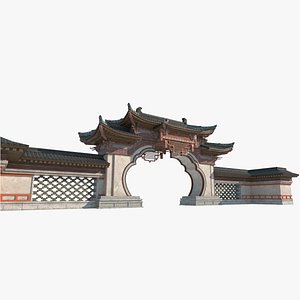 Ancient Asian Architectural Garden Courtyard Gates 3D model