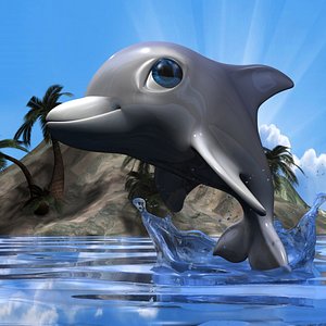 3d cute dolphin rigged model