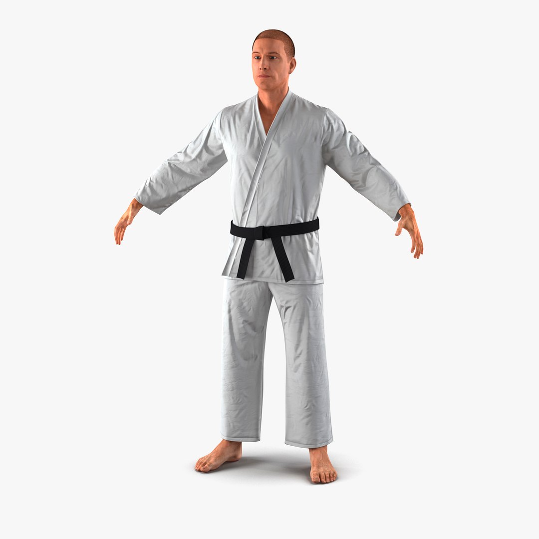 Karate Fighter with Fur 3D Model 3D model preview