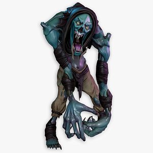 Stylized Zombie Creature Game Ready Character with Rig and Animations
