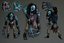Personaje estilizado de criatura zombi listo para videojuegos, con esqueleto y animaciones.