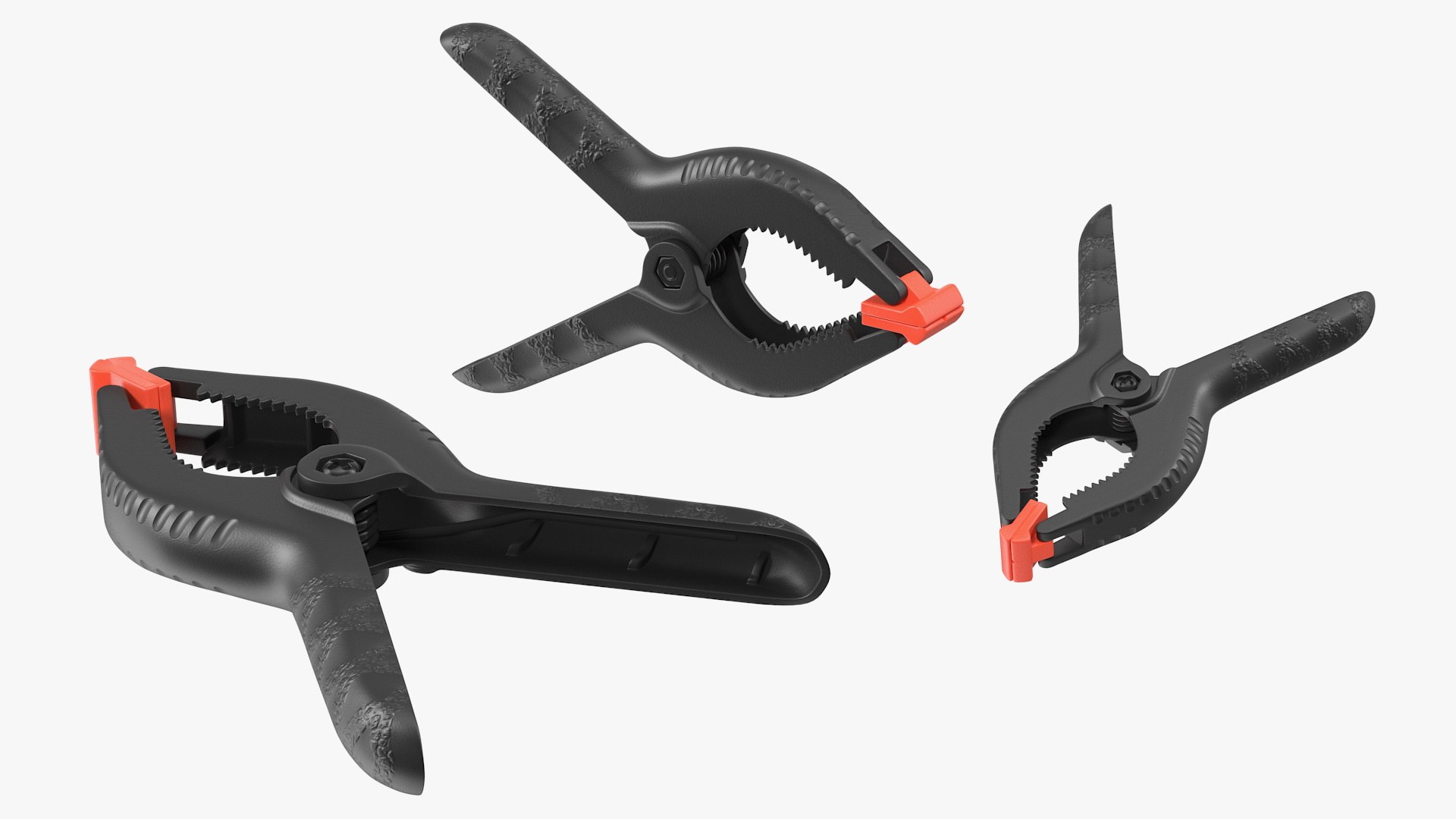 Plastic Spring Clamps Set 3D model preview