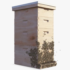 wooden beehive brood box 3D model
