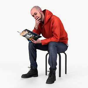 Deep in Space Young Man Reading NASA NEXT 3D model