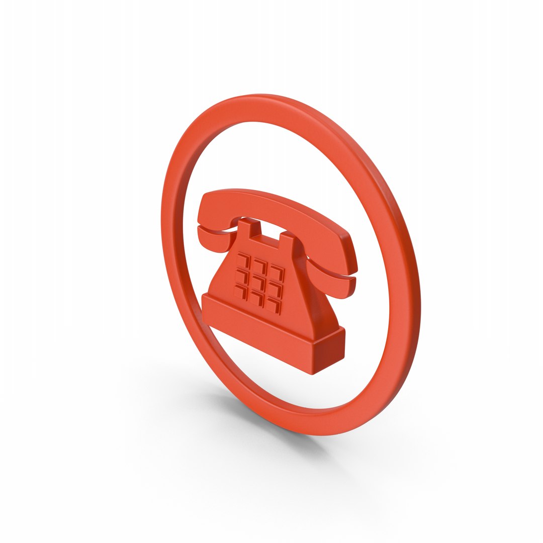 3D Model Telephone Icon Red - TurboSquid 2316674