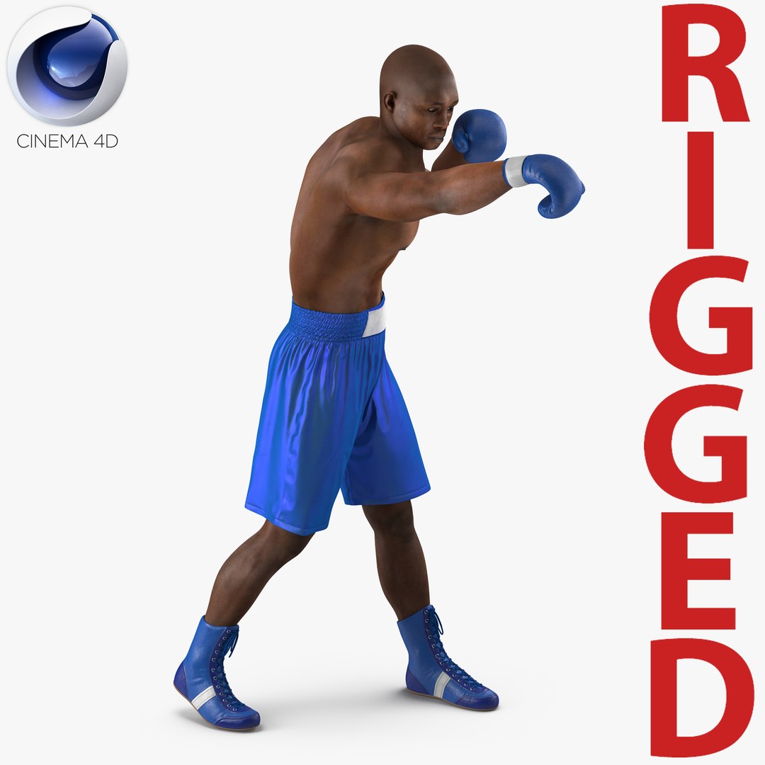 African American Boxer 2 Rigged for Cinema 4D 3D Model 3D model preview
