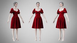 3D Dress 09 Crimson Velvet With Design model