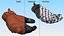 Black Armor Gloves Rigged for Cinema 4D 3D model