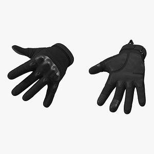 Black Armor Gloves Rigged for Cinema 4D 3D model