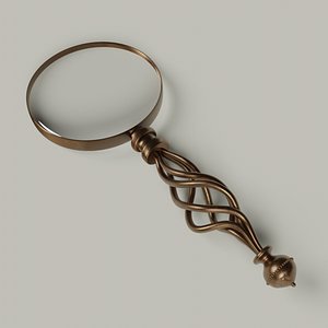 3D Antique bronze magnifying glass