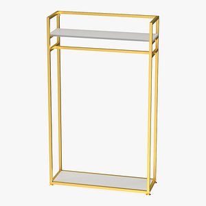 3D Golden Cloth Rack with Shelf