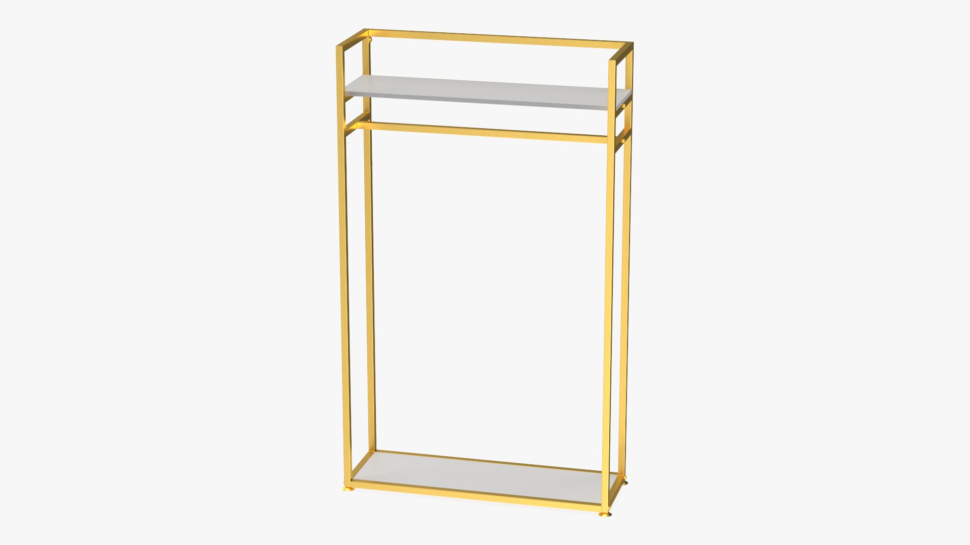Golden Cloth Rack with Shelf 3D model preview