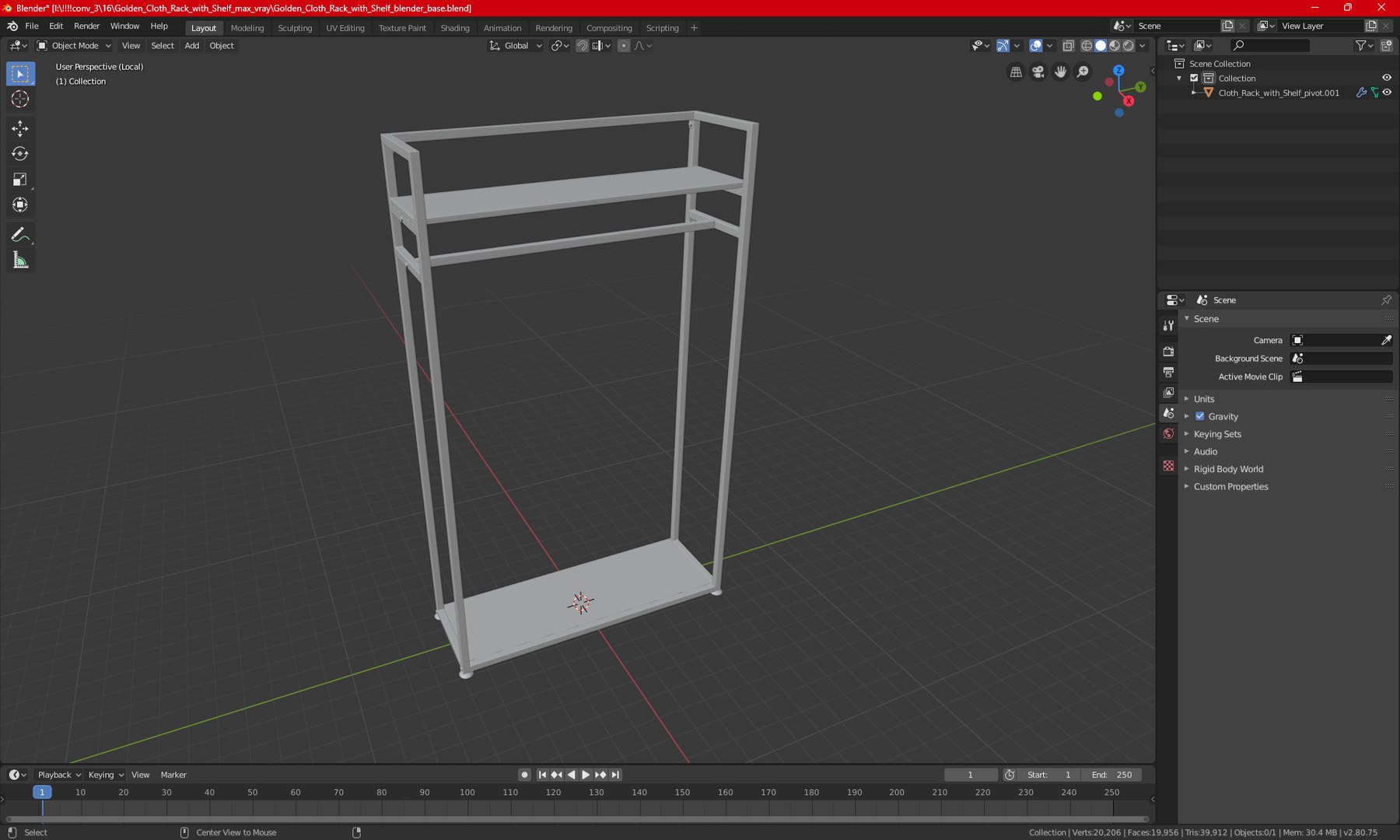 3D Golden Cloth Rack With Shelf - TurboSquid 2247515