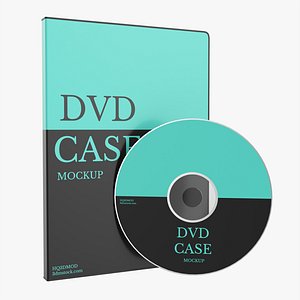 3D DVD case closed with disc mockup