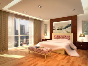 3D semi bedroom apartment bed cover
