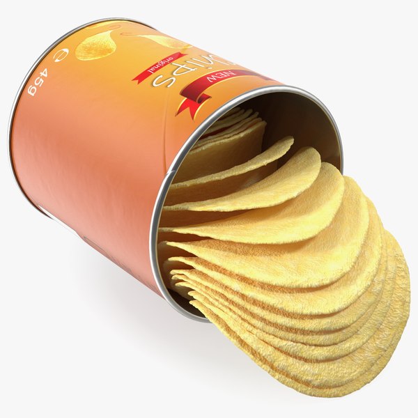 Opened Potato Chips Small Can 3D model