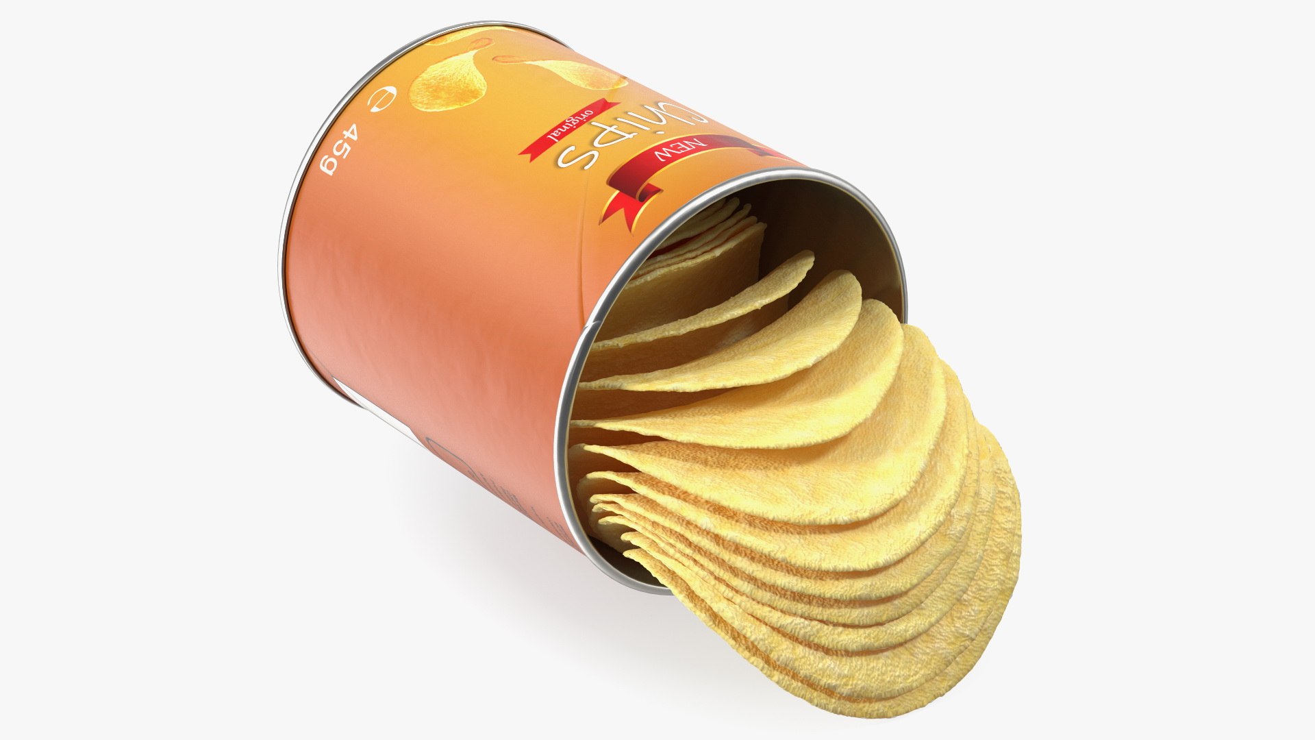 Opened Potato Chips Small Can 3D model preview