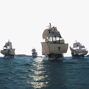 3D NAO VICTORIA Magellans fleet of five spanish galleons